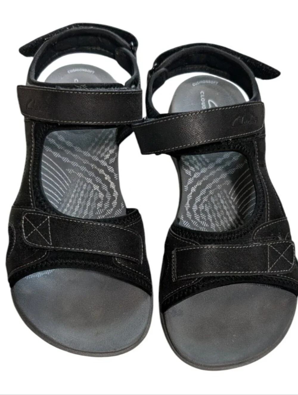 Clarks Cloudsteppers Mira Bay Women’s Black Strappy Sport Sandal Comfort Size 8
